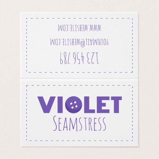 Violet Seamstress Visitenkarten (Außenseite Aufgefaltet)