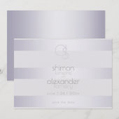 Violet Silber Schimmer Streifen Monogramm Save The Date (Vorne/Hinten)