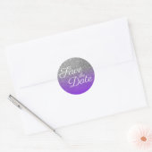 Violet Silver Ombre Glitzer Save the Date Runder Aufkleber (Umschlag)