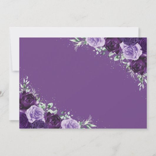 Violet Silver Quinceanera Floral Save the Date Ankündigung (Rückseite)