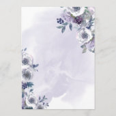 Violet Silver White Watercolor Floral Quinceanera Einladung (Rückseite)