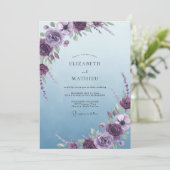 Violet Sky Bloom Hochzeit Einladung (Stehend Vorderseite)