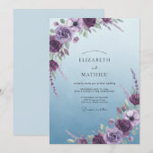 Violet Sky Bloom Hochzeit Einladung (Vorne/Hinten)