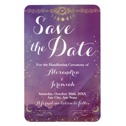 Violet Sky Gold Moon Flexibles Foto Magnet (Vertikal)