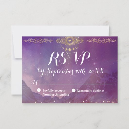 Violet Sky Gold Moon UAWG Response Card RSVP Karte (Vorderseite)