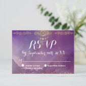 Violet Sky Gold Moon UAWG Response Card RSVP Karte (Stehend Vorderseite)
