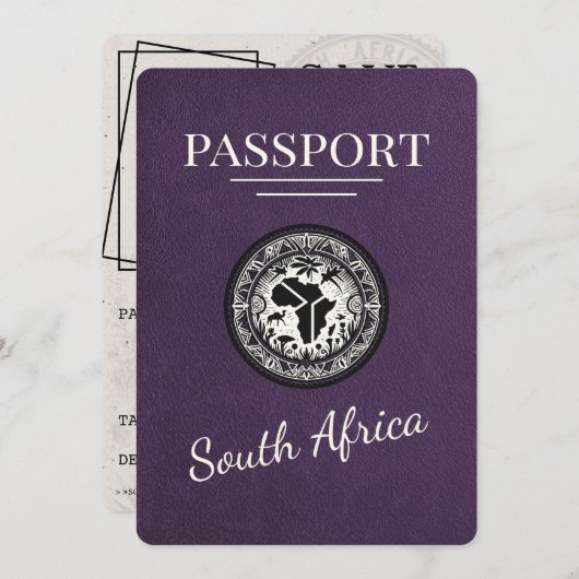 Violet South Africa Passport Save The Date (Vorne/Hinten)