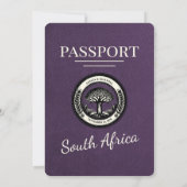 Violet South Africa Passport Wedding Einladung (Rückseite)