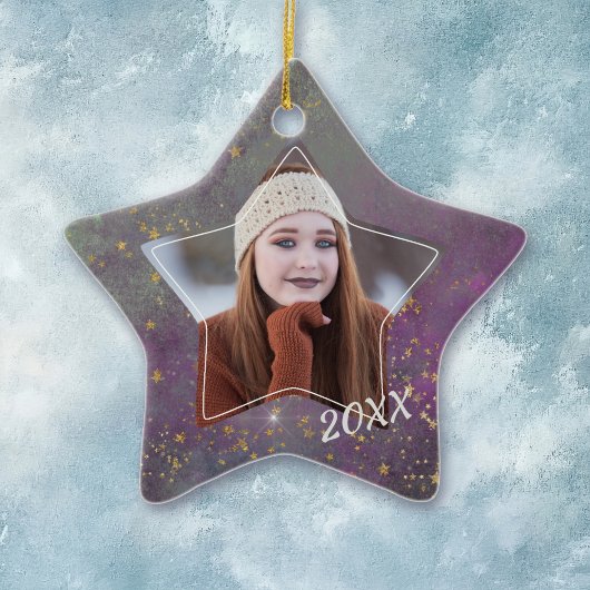 Violet Star Galaxy Graduate Foto Vorlage Keramik Ornament