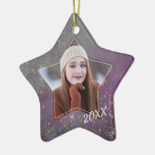 Violet Star Galaxy Graduate Foto Vorlage Keramik Ornament (Links)