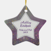 Violet Star Galaxy Graduate Foto Vorlage Keramik Ornament (Hinten)