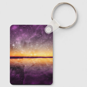 Violet Stars und Sunset Lake-Hundetag Schlüsselanhänger