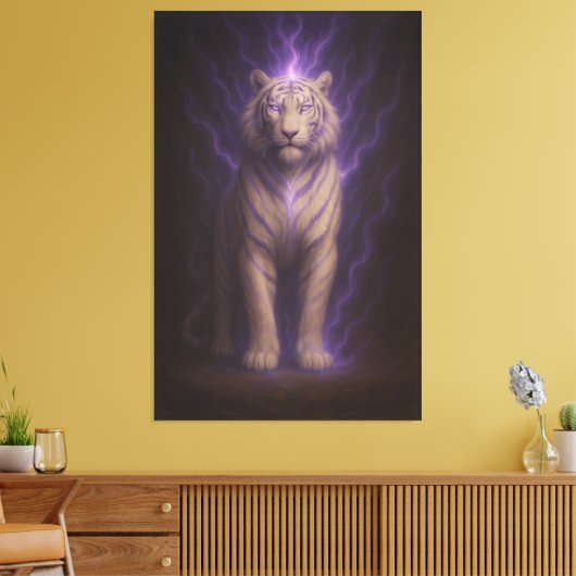 Violet Storm Aura White Tiger – Electric Divine Be Leinwanddruck (Insitu (Wohnzimmer))