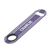 Violet Streifen benutzerdefiniertes Monogramm Flas Speed Flaschenöffner (Vorderseite Schrägansicht)