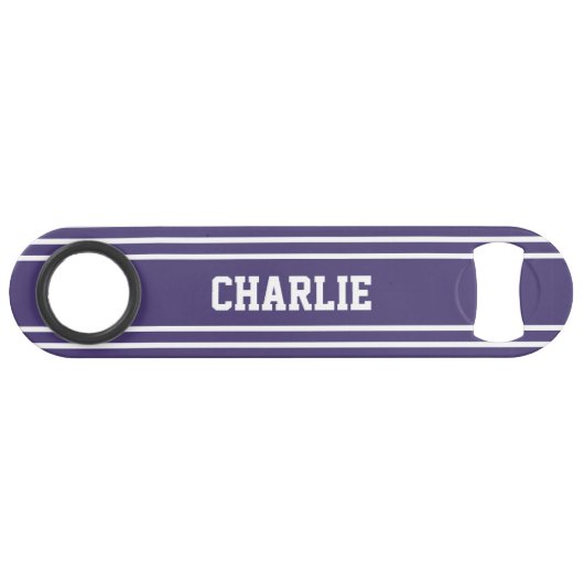 Violet Streifen benutzerdefiniertes Monogramm Flas Speed Flaschenöffner (Vorderseite (Horizontal))
