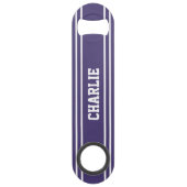 Violet Streifen benutzerdefiniertes Monogramm Flas Speed Flaschenöffner (Rückseite)