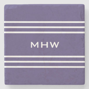 Violet Streifen, kundenspezifisch monogramm Unters Steinuntersetzer
