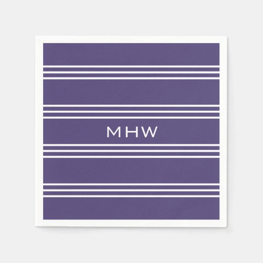 Violet Streifen, kundenspezifische Monogramm-Papie Serviette (Vorderseite)