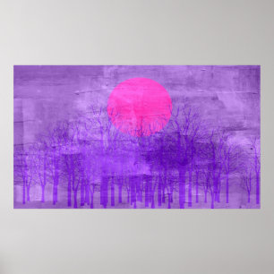 Violet Sunset Abstrakte Malerei Poster