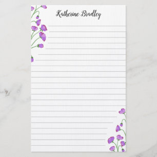 Violet Sweet Pea Bläsernamen Lined Briefpapier