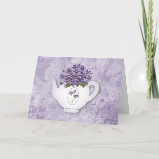 Violet Teapot Geburtstagskarte Karte (Vorderseite)
