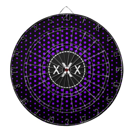 Violet Techno Dots Modernes Monogramm Dartscheibe (vorne)