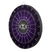 Violet Techno Dots Modernes Monogramm Dartscheibe (Vorderseite rechts)