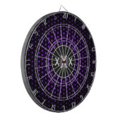 Violet Techno Dots Modernes Monogramm Dartscheibe (Vorderseite Links)