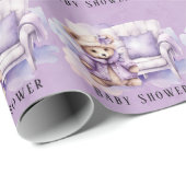 Violet Teddy Bear Clouds Stuhl Babydusche Geschenkpapier (Rolleneckpunkt)