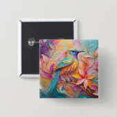 Violet Throated Songbird Fantasy Bird Button (Vorne & Hinten)