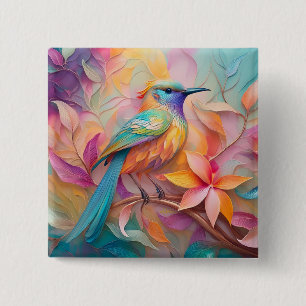 Violet Throated Songbird Fantasy Bird Button