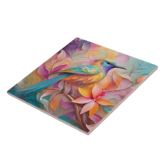Violet Throated Songbird Fantasy Bird Fliese (Seite)