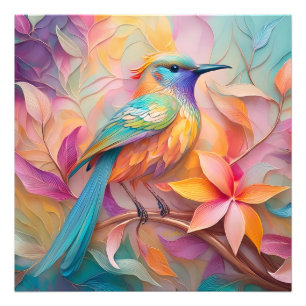 Violet Throated Songbird Fantasy Bird Fotodruck