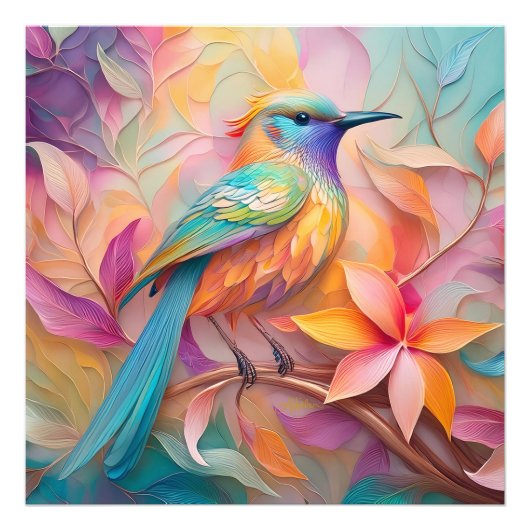 Violet Throated Songbird Fantasy Bird Fotodruck (Vorne)