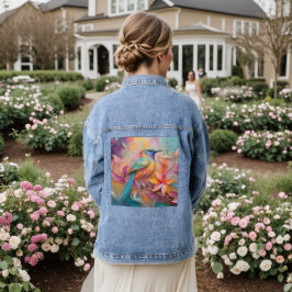 Violet Throated Songbird Fantasy Bird Jeansjacke