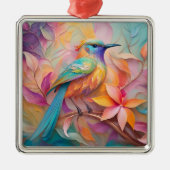 Violet Throated Songbird Fantasy Bird Ornament Aus Metall (Vorne)