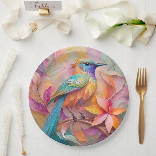 Violet Throated Songbird Fantasy Bird Pappteller (Hochzeit)
