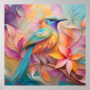 Violet Throated Songbird Fantasy Bird Poster