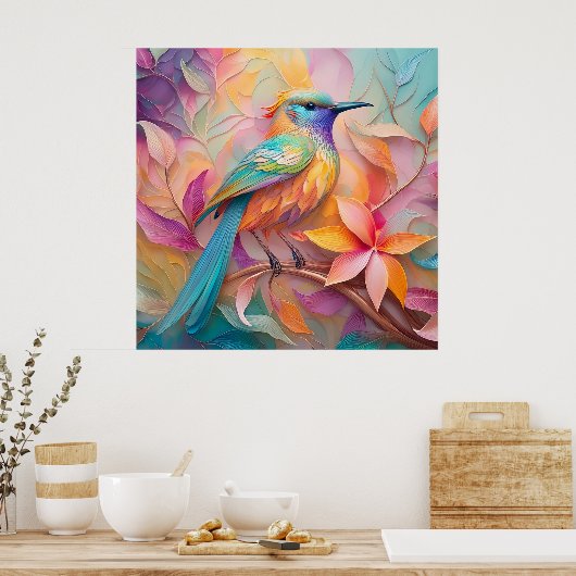 Violet Throated Songbird Fantasy Bird Poster (Küche)