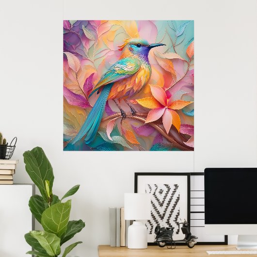 Violet Throated Songbird Fantasy Bird Poster (Heimbüro)