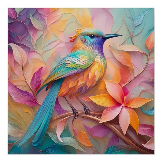 Violet Throated Songbird Fantasy Bird Poster (Vorderseite)