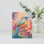 Violet Throated Songbird Fantasy Bird Postkarte (Stehend Vorderseite)