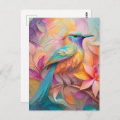 Violet Throated Songbird Fantasy Bird Postkarte (Vorne/Hinten)