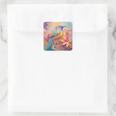 Violet Throated Songbird Fantasy Bird Quadratischer Aufkleber (Tasche)