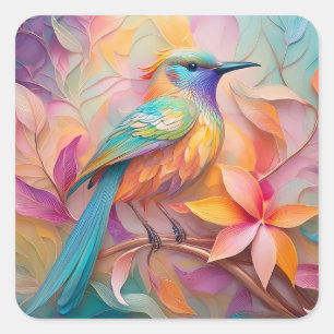 Violet Throated Songbird Fantasy Bird Quadratischer Aufkleber