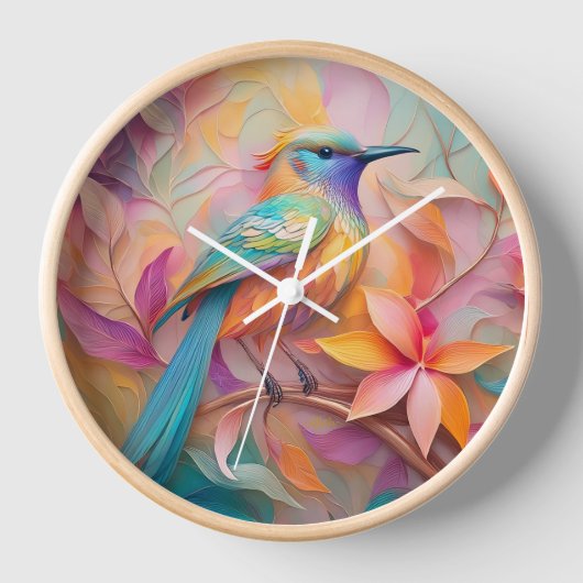 Violet Throated Songbird Fantasy Bird Uhr (Vorderseite)