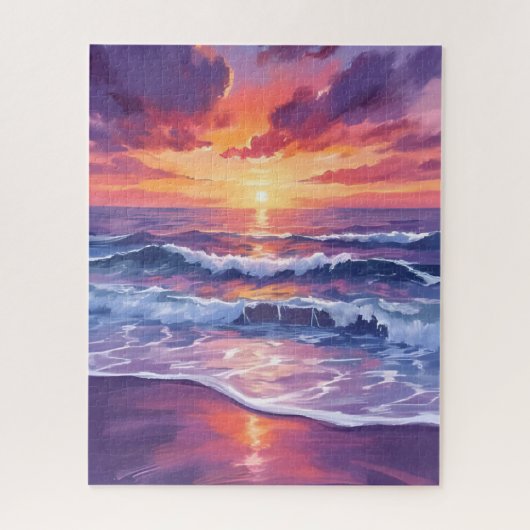 Violet Tide | Purple Sunset Ocean Waves Puzzle (Vertikal)