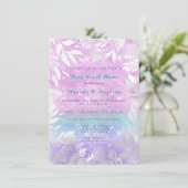 Violet Tiffany Glitzer Ombre Floral Funkelnd Bridg Einladung (Stehend Vorderseite)