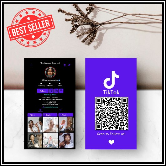 Violet TikTok Social Media QR-Code Visitenkarte