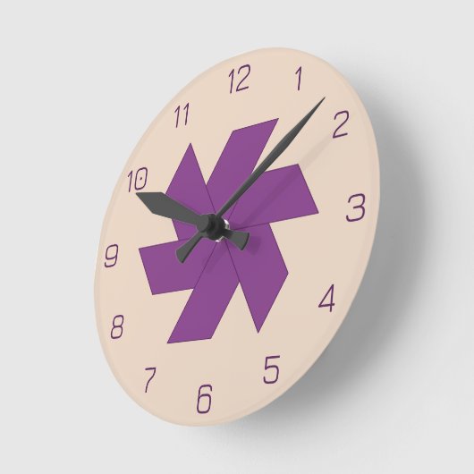 Violet Trapezoid Tile Blossom Runde Wanduhr (Winkel)